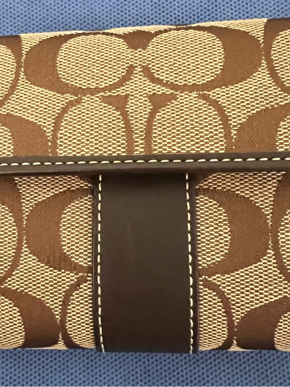 Coach Tan and Dark Brown Signature Canvas Wallet